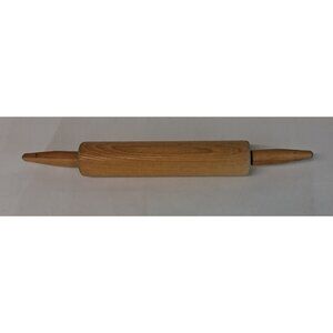 VTG Wooden Rolling Pin with Handles 19" Hardwood 1970s Rolls Smoothly See Video